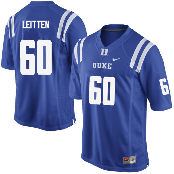 Men #60 Patrick Leitten Duke Blue Devils College Football Jerseys Sale-Blue